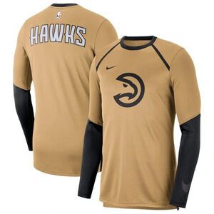 NWT Mens Nike Dri Fit Atlanta Hawks Gold City Edition LS Shooting Shirt L ($65)